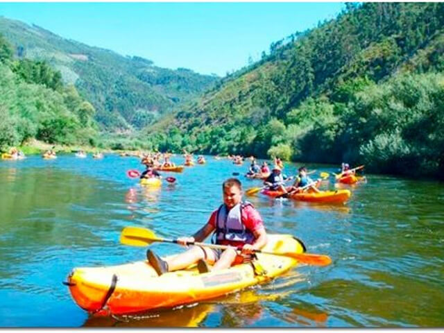 Caminhada e canoagem na barragem de Belver